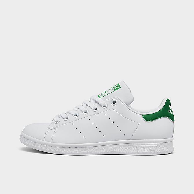 Right view of Women's adidas Originals Stan Smith Casual Shoes in Synthetic White/Green/White Click to zoom