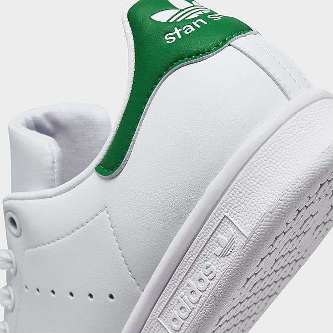 Front view of Women's adidas Originals Stan Smith Casual Shoes in Synthetic White/Green/White Click to zoom