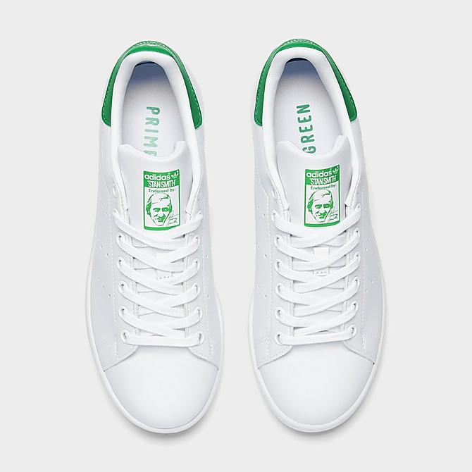 Back view of Women's adidas Originals Stan Smith Casual Shoes in Synthetic White/Green/White Click to zoom