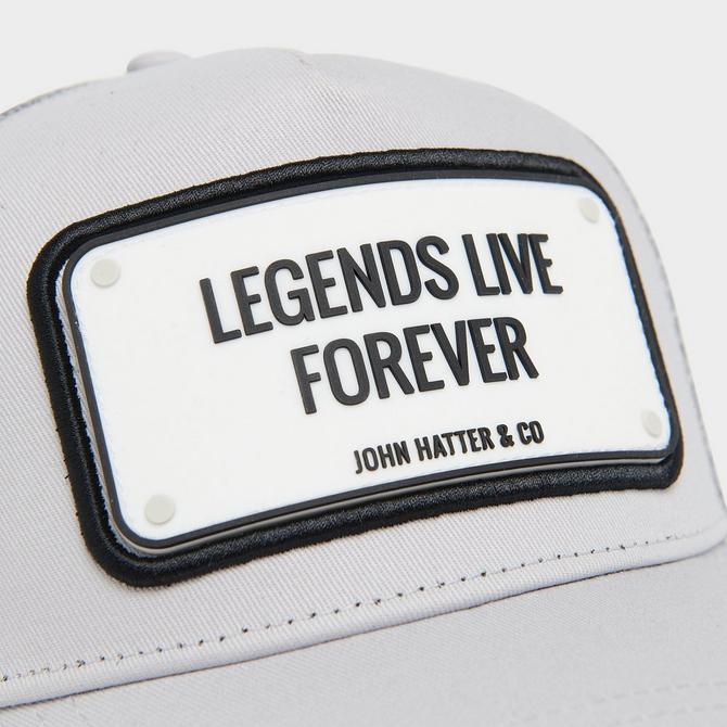 Bottom view of John Hatter & Co Legends Live Forever Trucker Hat in Grey Click to zoom