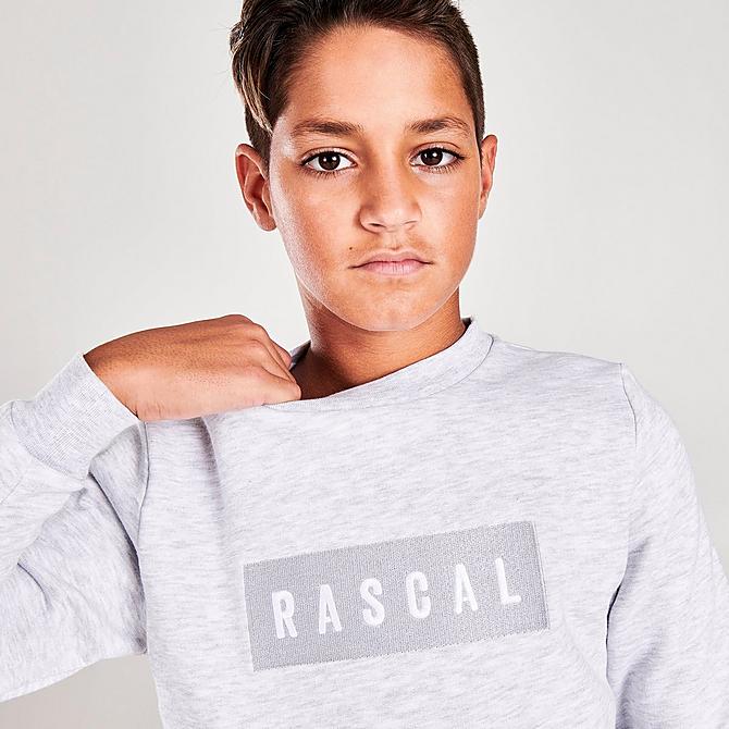 On Model 5 view of Boys' Rascal Acrux Fleece Crewneck Sweatshirt in Light Grey Heather Click to zoom
