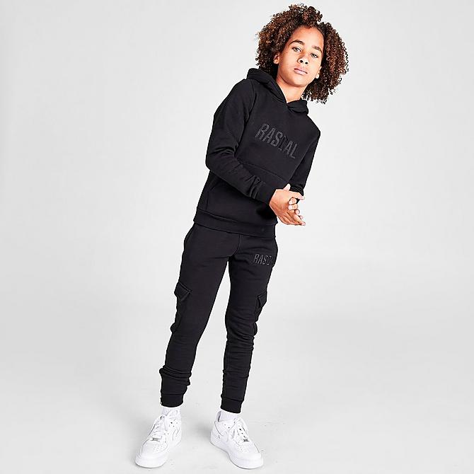 Front Three Quarter view of Boys' Rascal Gamma Hoodie in Black Click to zoom