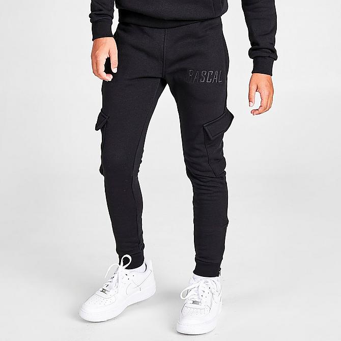 Back Left view of Boys' Rascal Gamma Cargo Jogger Pants in Black Click to zoom