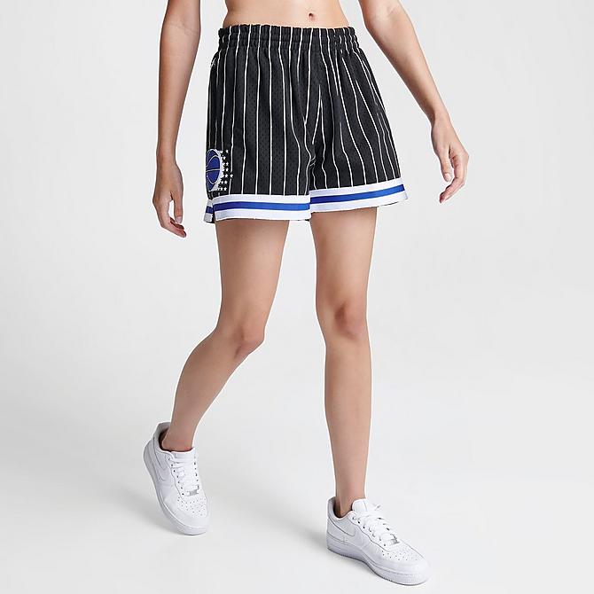 Back Left view of Women's Mitchell & Ness Orlando Magic NBA Swingman Shorts in Black Click to zoom