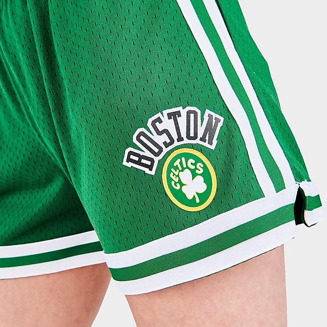 On Model 5 view of Women's Mitchell & Ness Boston Celtics NBA Swingman Shorts in Green Click to zoom