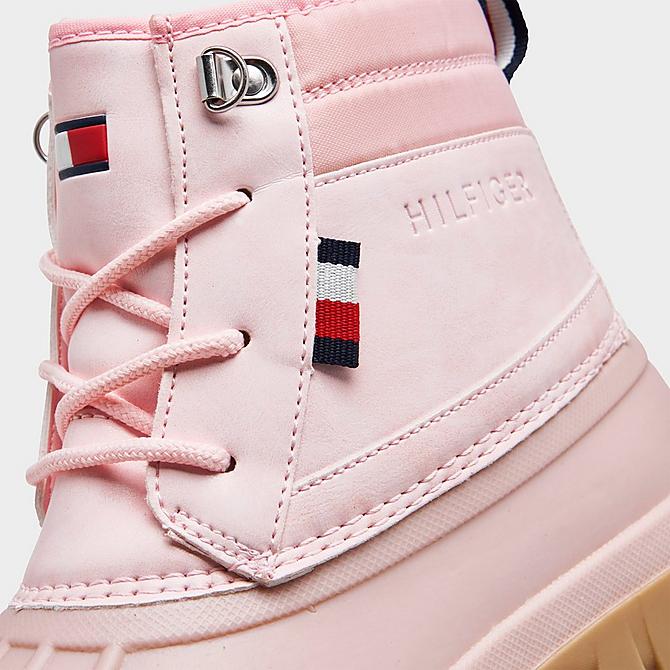 Front view of Girls' Little Kids' Tommy Hilfiger Duck Boots in Pink Click to zoom