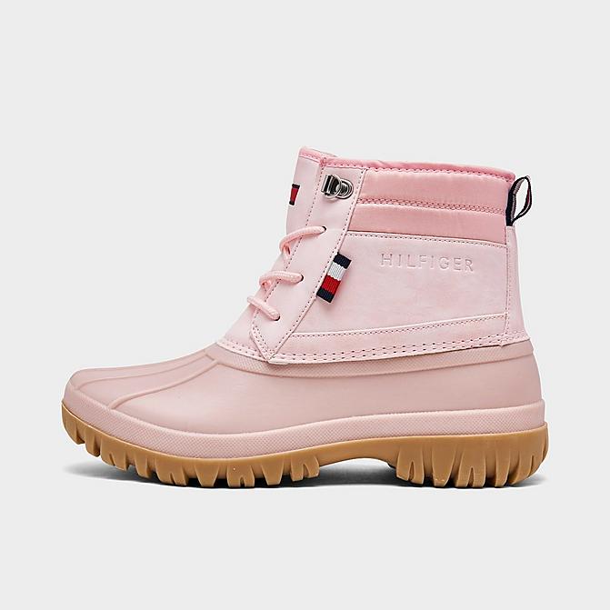 Right view of Girls' Big Kids' Tommy Hilfiger Duck Boots in Pink Click to zoom