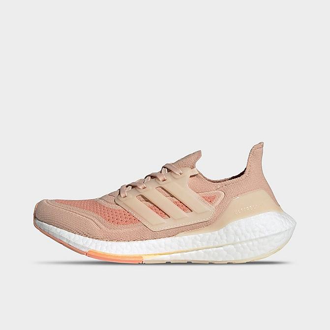 Right view of Women's adidas UltraBOOST 21 Recycled Primeblue Running Shoes in Halo Blush/Wonder White/Ambient Blush Click to zoom
