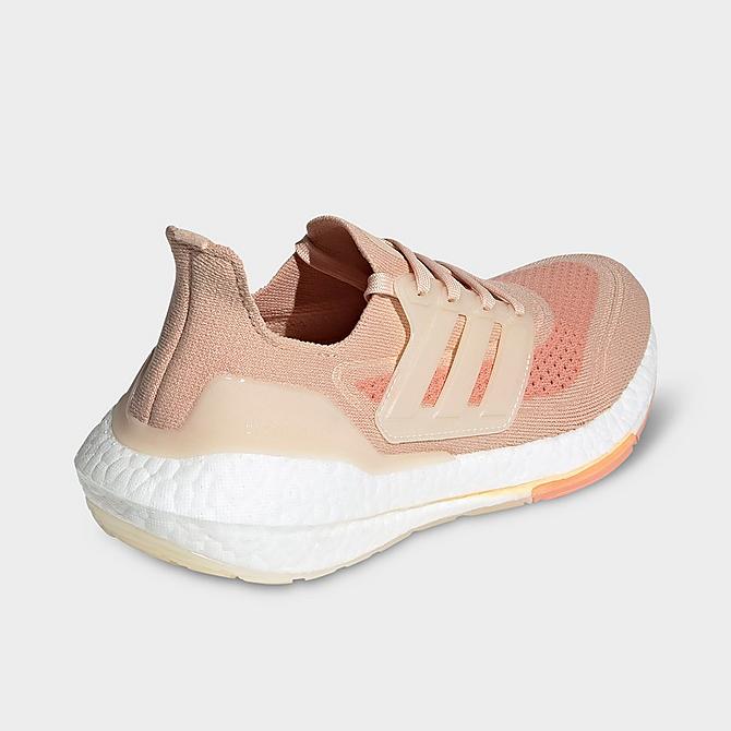 Left view of Women's adidas UltraBOOST 21 Recycled Primeblue Running Shoes in Halo Blush/Wonder White/Ambient Blush Click to zoom