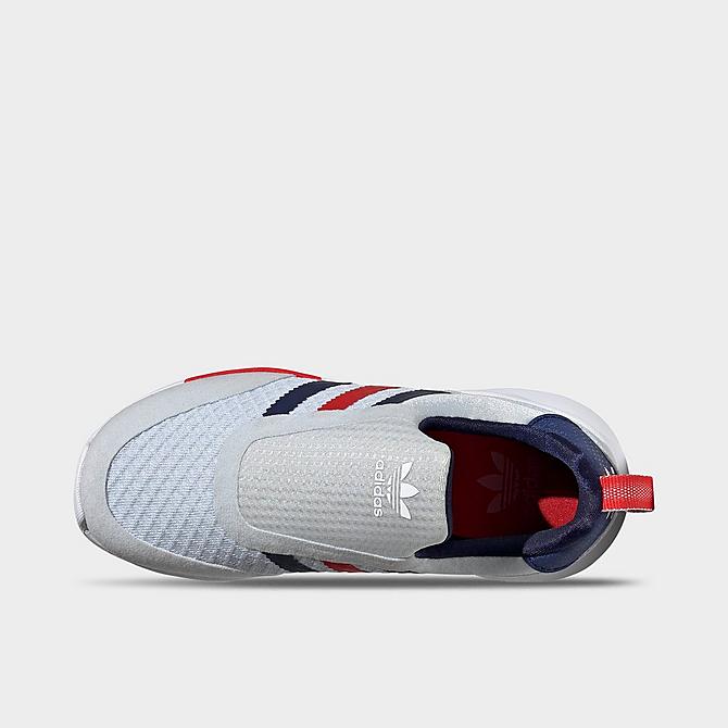 Back view of Little Kids' adidas Originals ZX 360 Casual Shoes in Halo Blue/Night Sky/Red Click to zoom