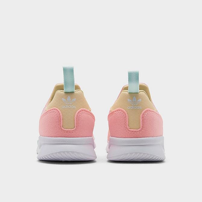 Left view of Girls' Little Kids' adidas Originals ZX 360 1 Slip-On Casual Shoes in Haze Coral/Easy Yellow/Halo Mint Click to zoom