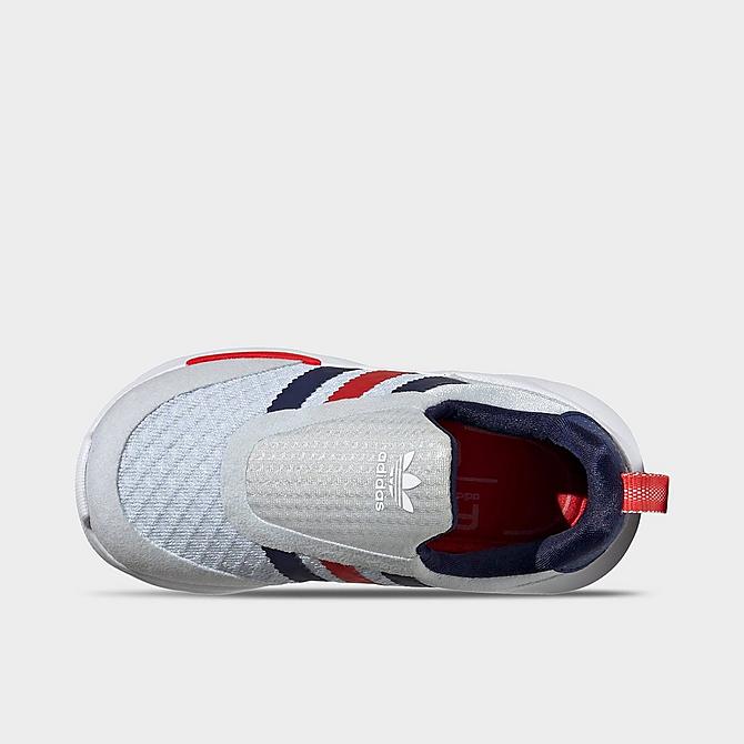 Back view of Kids' Toddler adidas Originals ZX 360 1 Slip-On Casual Shoes in Halo Blue/Night Sky/Red Click to zoom