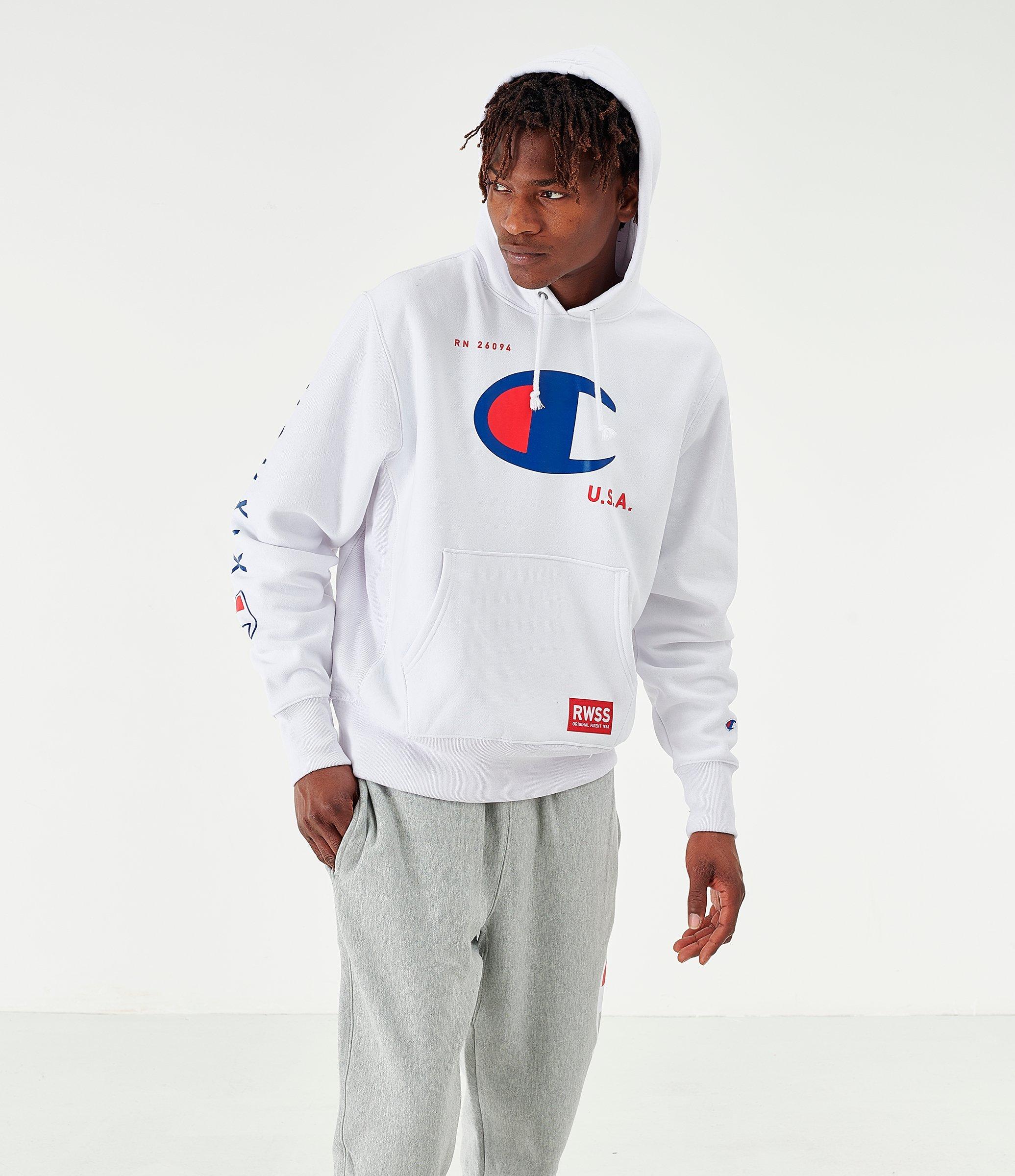 men's champion white hoodie