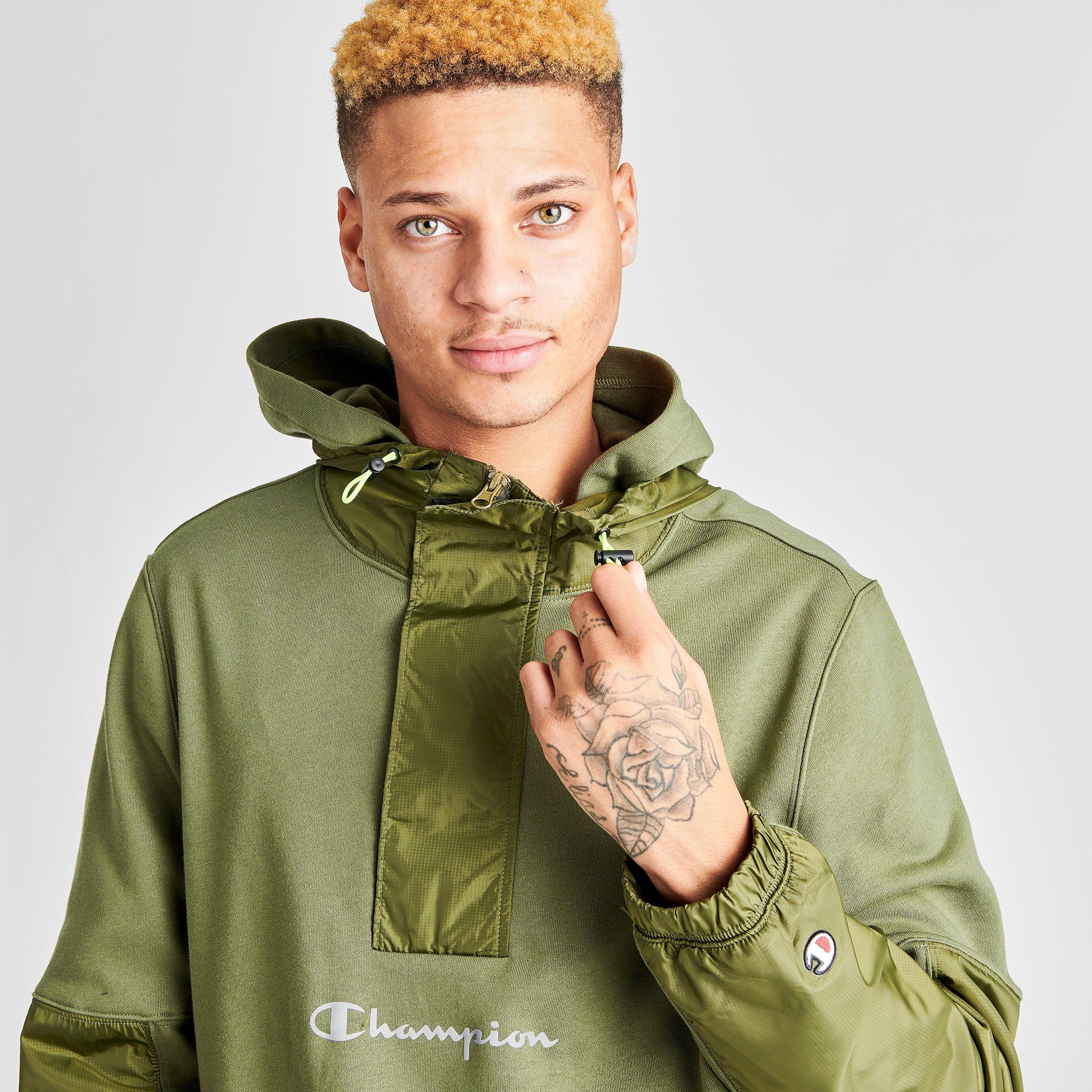 champion windbreaker mens olive