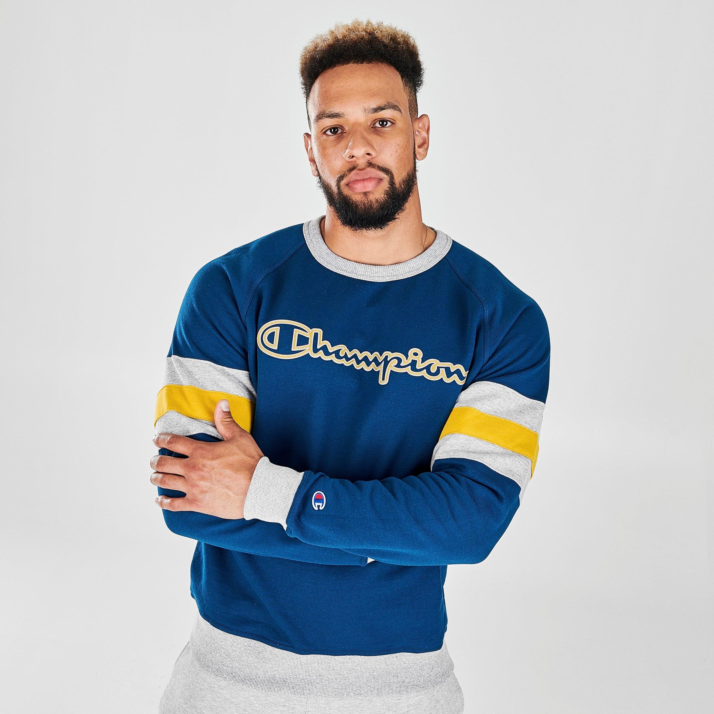 champion stripe crew sweatshirt