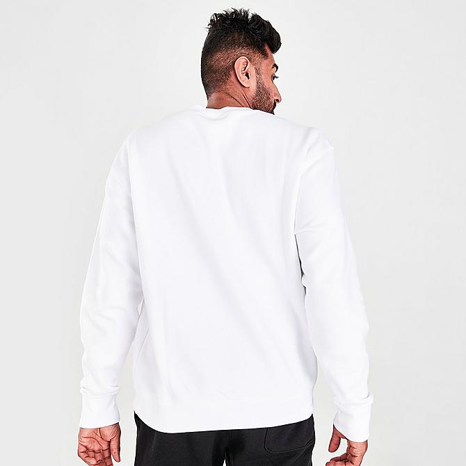 On Model 5 view of Men's Champion Triple Logo Script Crewneck Sweatshirt in White Click to zoom