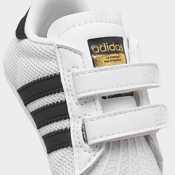 Front view of Infant adidas Originals Superstar Crib Shoes in Cloud White/Core Black/Cloud White Click to zoom