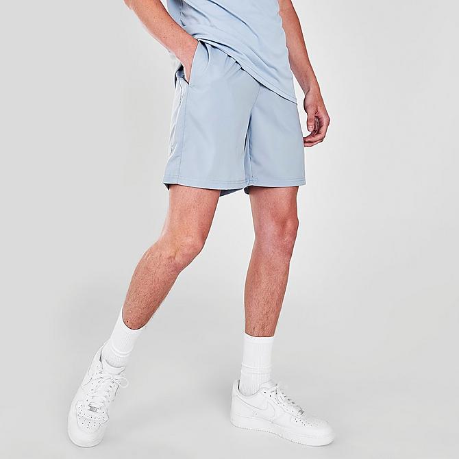 Front Three Quarter view of Men's Gym King Core Active Shorts in Light Blue Click to zoom