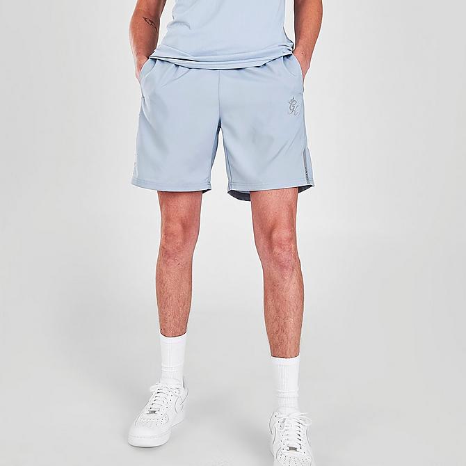 Back Left view of Men's Gym King Core Active Shorts in Light Blue Click to zoom
