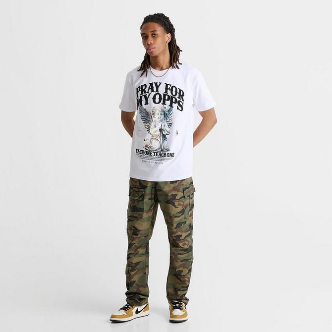[angle] view of Men's Streetz Iz Watchin Pray For My Opps T-Shirt in White Click to zoom