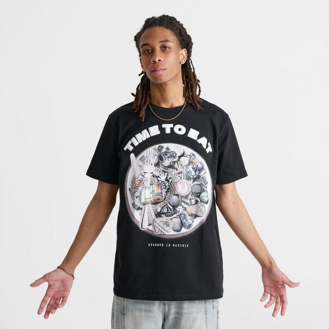 [angle] view of Men's Streetz Iz Watchin Time To Eat T-Shirt in Black Click to zoom
