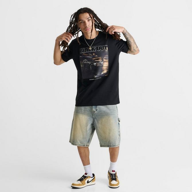 [angle] view of Men's Streetz Iz Watchin Black Out T-Shirt in Black Click to zoom