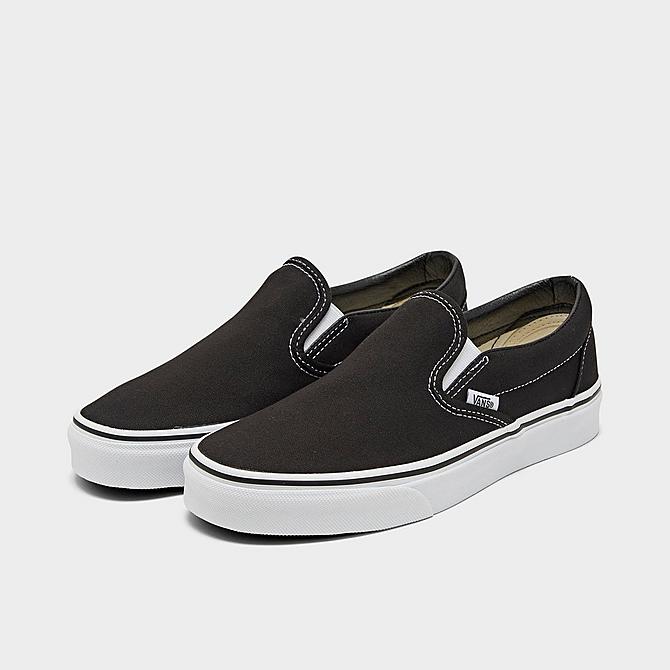 Three Quarter view of Vans Classic Slip-On Casual Shoes in Black Click to zoom