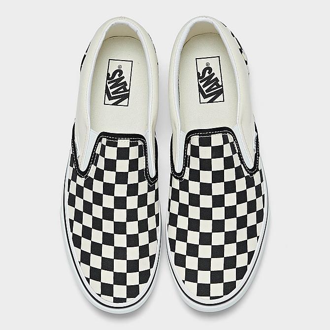 Back view of Vans Classic Slip-On Casual Shoes in Black/Off White Click to zoom