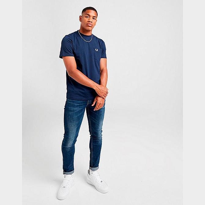Back Left view of Men's Fred Perry Pocket T-Shirt in Navy Click to zoom