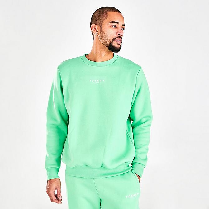 Front view of Men's Sonneti London Crewneck Sweatshirt in Mint Green Click to zoom