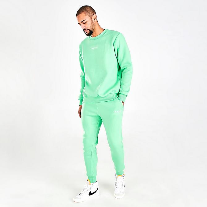 Front Three Quarter view of Men's Sonneti London Crewneck Sweatshirt in Mint Green Click to zoom