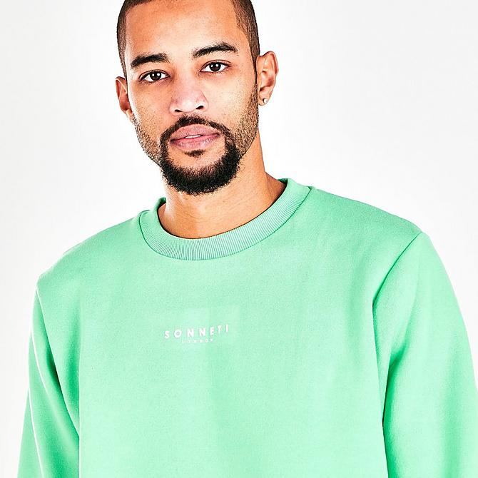 On Model 5 view of Men's Sonneti London Crewneck Sweatshirt in Mint Green Click to zoom