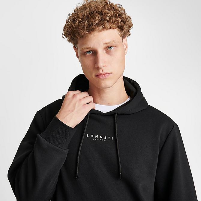 On Model 5 view of Sonneti London Hoodie in Black Click to zoom