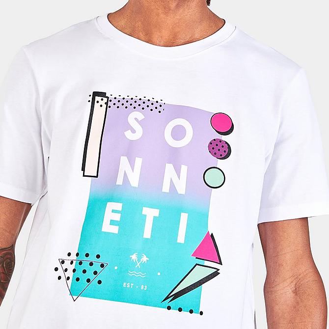 On Model 5 view of Men's Sonneti London Graphic Print Short-Sleeve T-Shirt in White Click to zoom