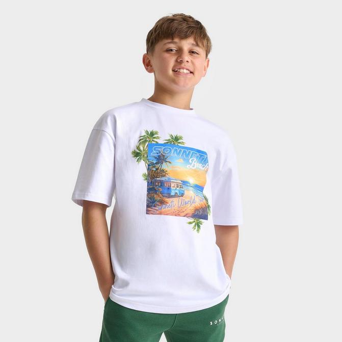[angle] view of Kids' Sonneti London Palms Sunrise Photo T-Shirt in White Click to zoom