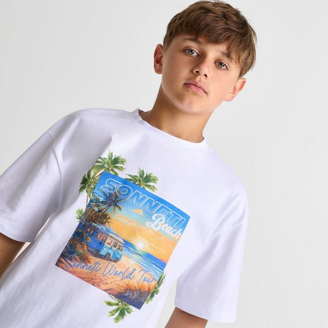 [angle] view of Kids' Sonneti London Palms Sunrise Photo T-Shirt in White Click to zoom