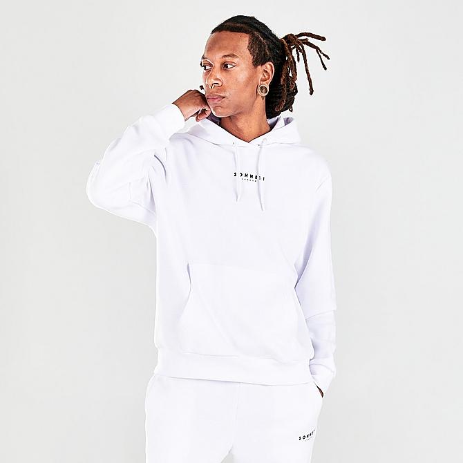 Back Left view of Men's Sonneti London Hoodie in White Marl Click to zoom