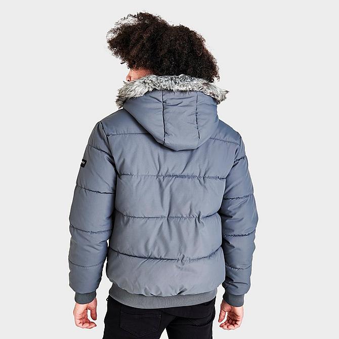 Back Right view of Men's Sonneti Labeth Hooded Parka in Pewter Grey Click to zoom