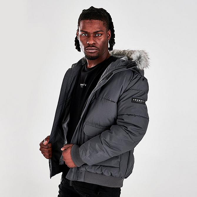 Back Left view of Men's Sonneti Labeth Hooded Parka in Grey Click to zoom