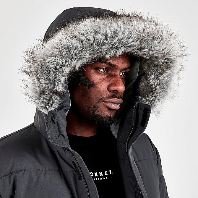 On Model 5 view of Men's Sonneti Labeth Hooded Parka in Grey Click to zoom