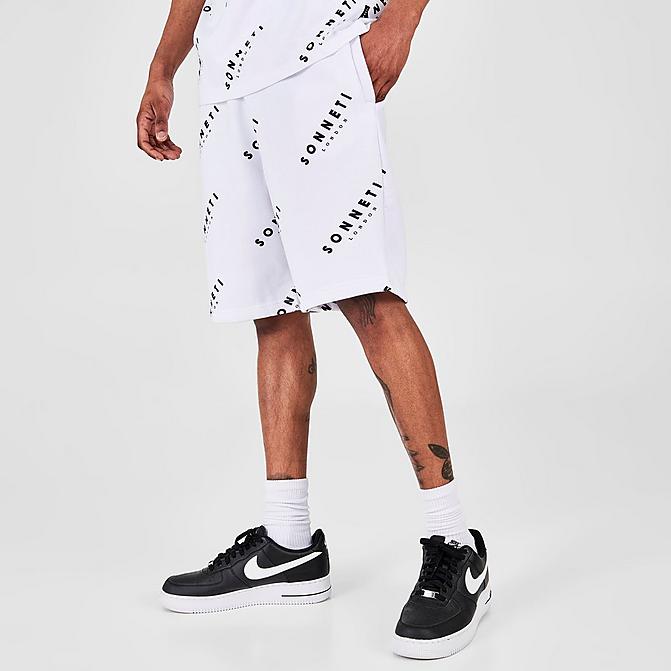Front view of Men's Sonneti Allover Print Shorts in White Click to zoom