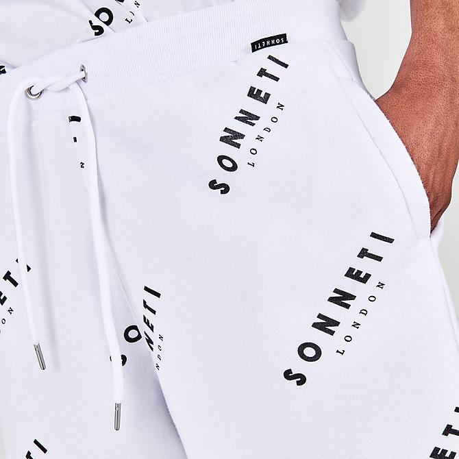 On Model 5 view of Men's Sonneti Allover Print Shorts in White Click to zoom