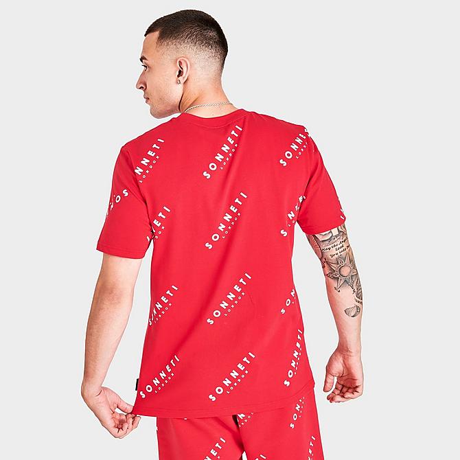 Back Right view of Men's Sonneti Allover Print T-Shirt in Red Click to zoom