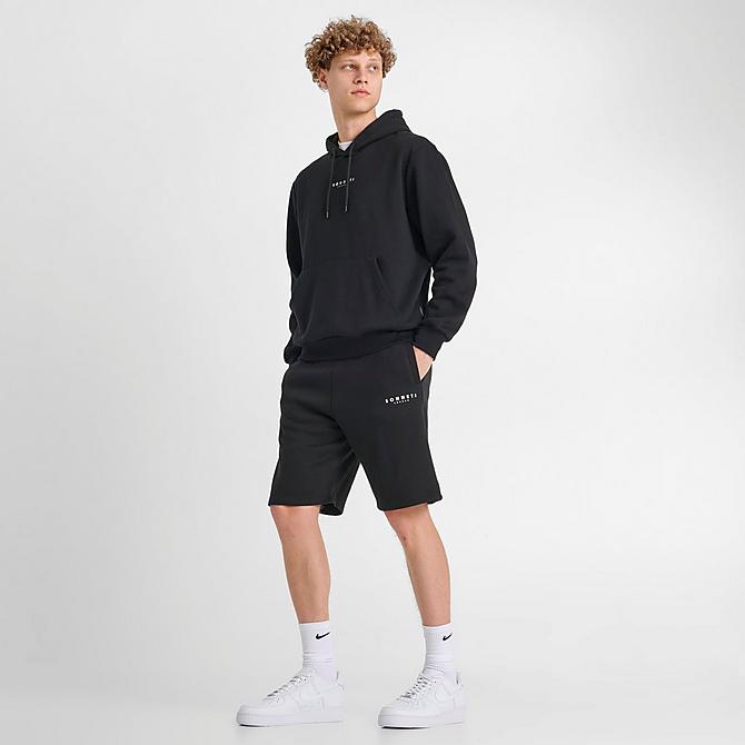 Front Three Quarter view of Men's Sonneti 7" Brom Shorts in Black/Black Click to zoom