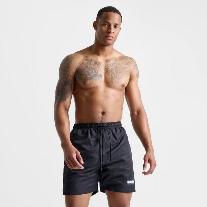 [angle] view of Men's Sonneti Splats Swim Shorts in Black Click to zoom