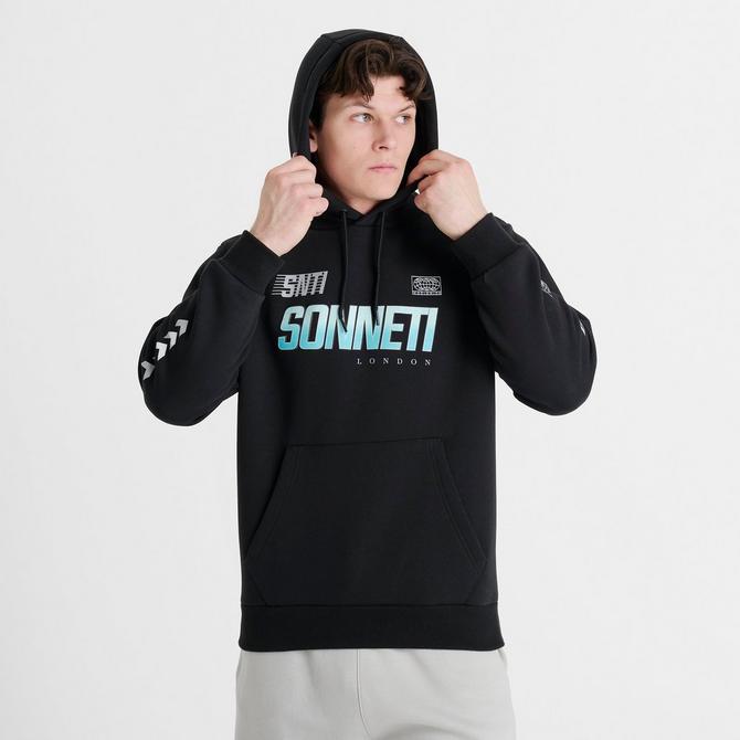 [angle] view of Men's Sonneti Logan Pullover Hoodie in Black/Beach Glass Click to zoom
