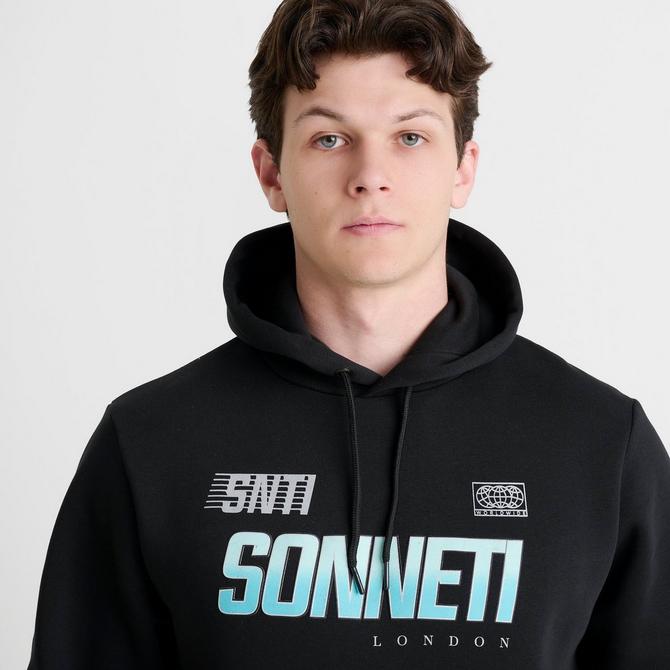 [angle] view of Men's Sonneti Logan Pullover Hoodie in Black/Beach Glass Click to zoom