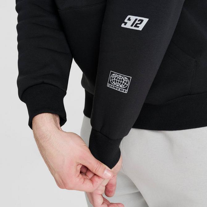 [angle] view of Men's Sonneti Logan Pullover Hoodie in Black/Beach Glass Click to zoom