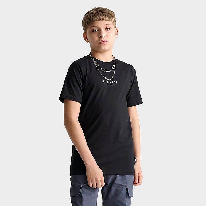 Front view of Kids' Sonneti Core London T-Shirt in Black Click to zoom