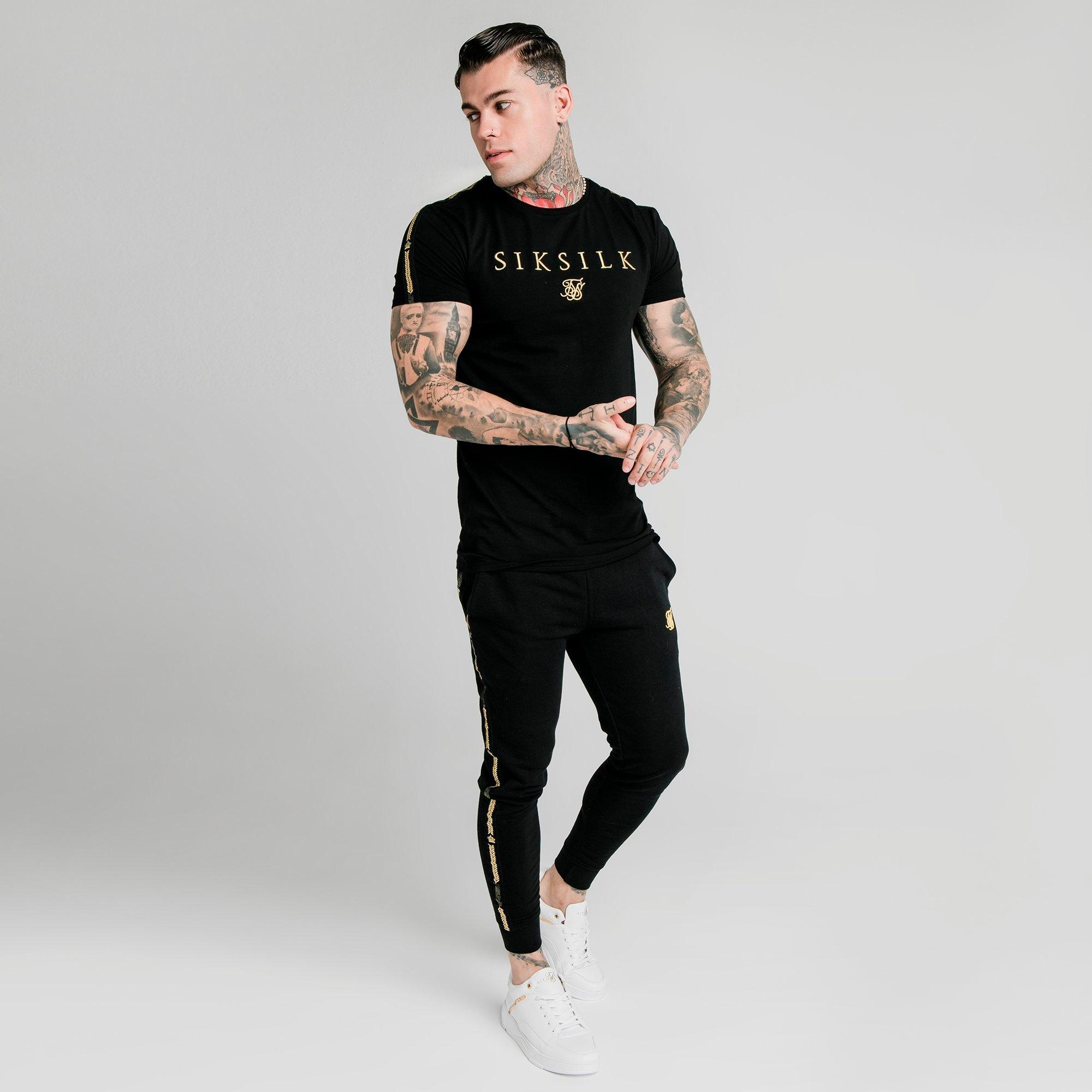 black fitted joggers mens